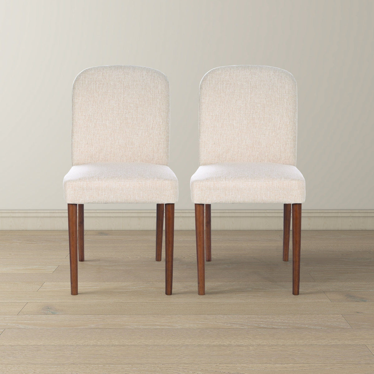 THE FURNITURE CO. Luxury Capri Beige Fabric Dining Chairs for Elegant Dining Spaces