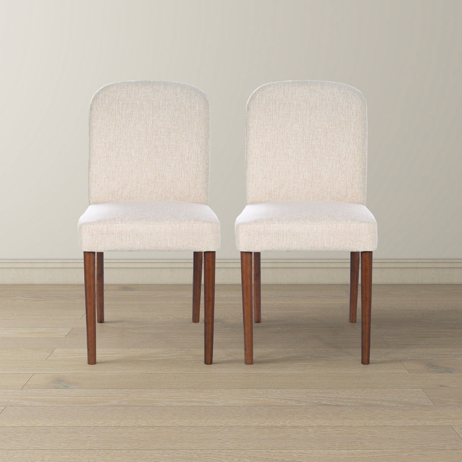 THE FURNITURE CO. Luxury Capri Beige Fabric Dining Chairs for Elegant Dining Spaces