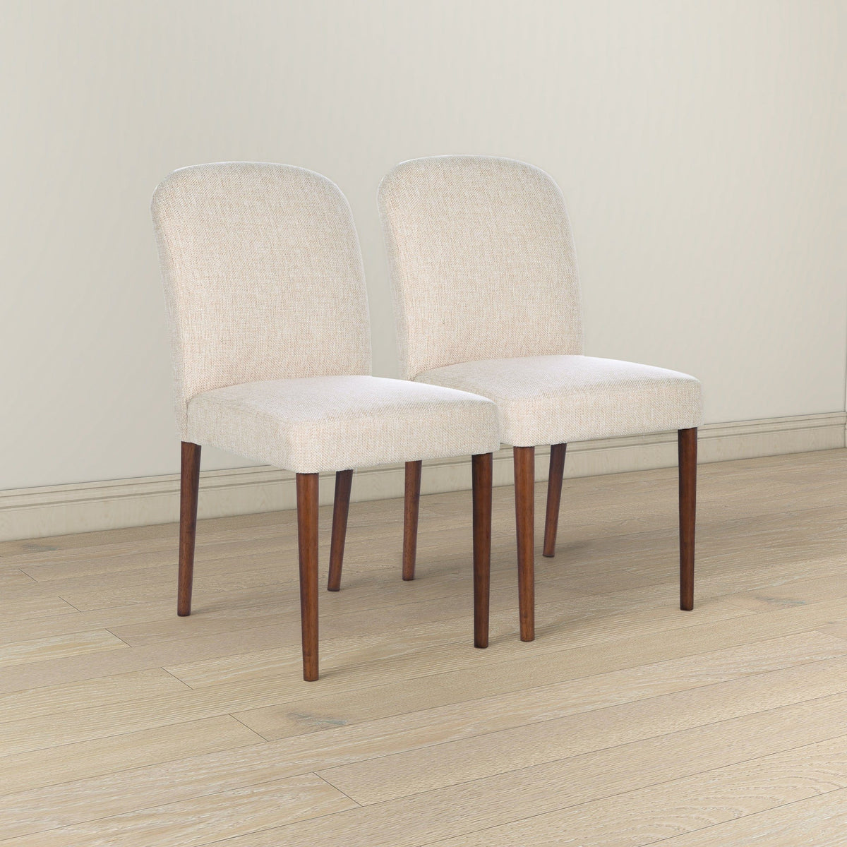 THE FURNITURE CO. Luxury Capri Beige Fabric Dining Chairs for Elegant Dining Spaces