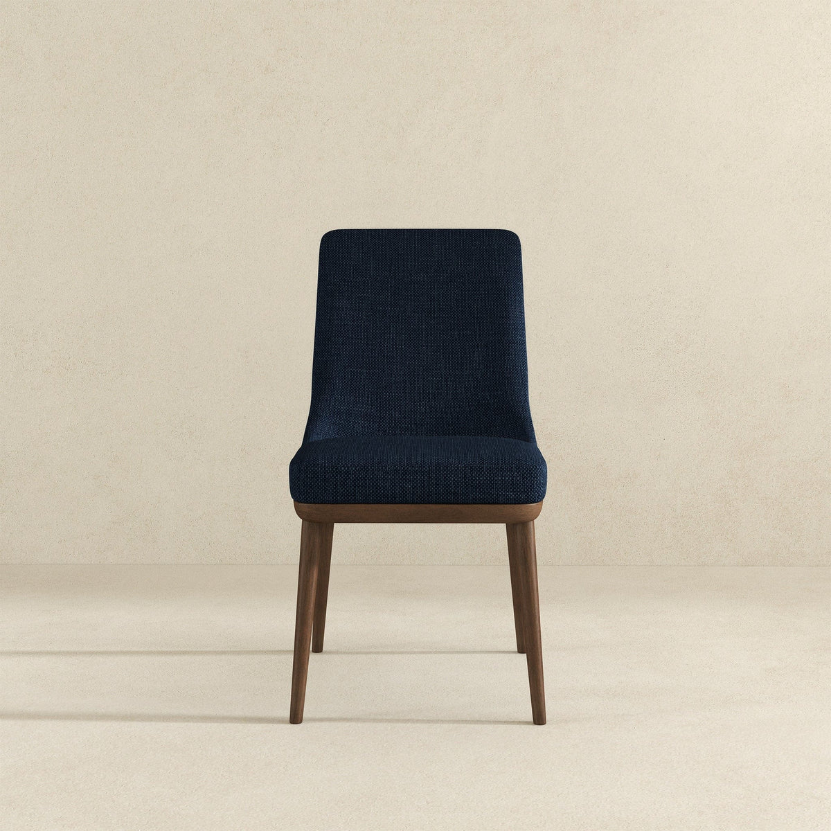 THE FURNITURE CO. Luxury Dark Blue Fabric Dining Chairs for Elegant Dining Spaces