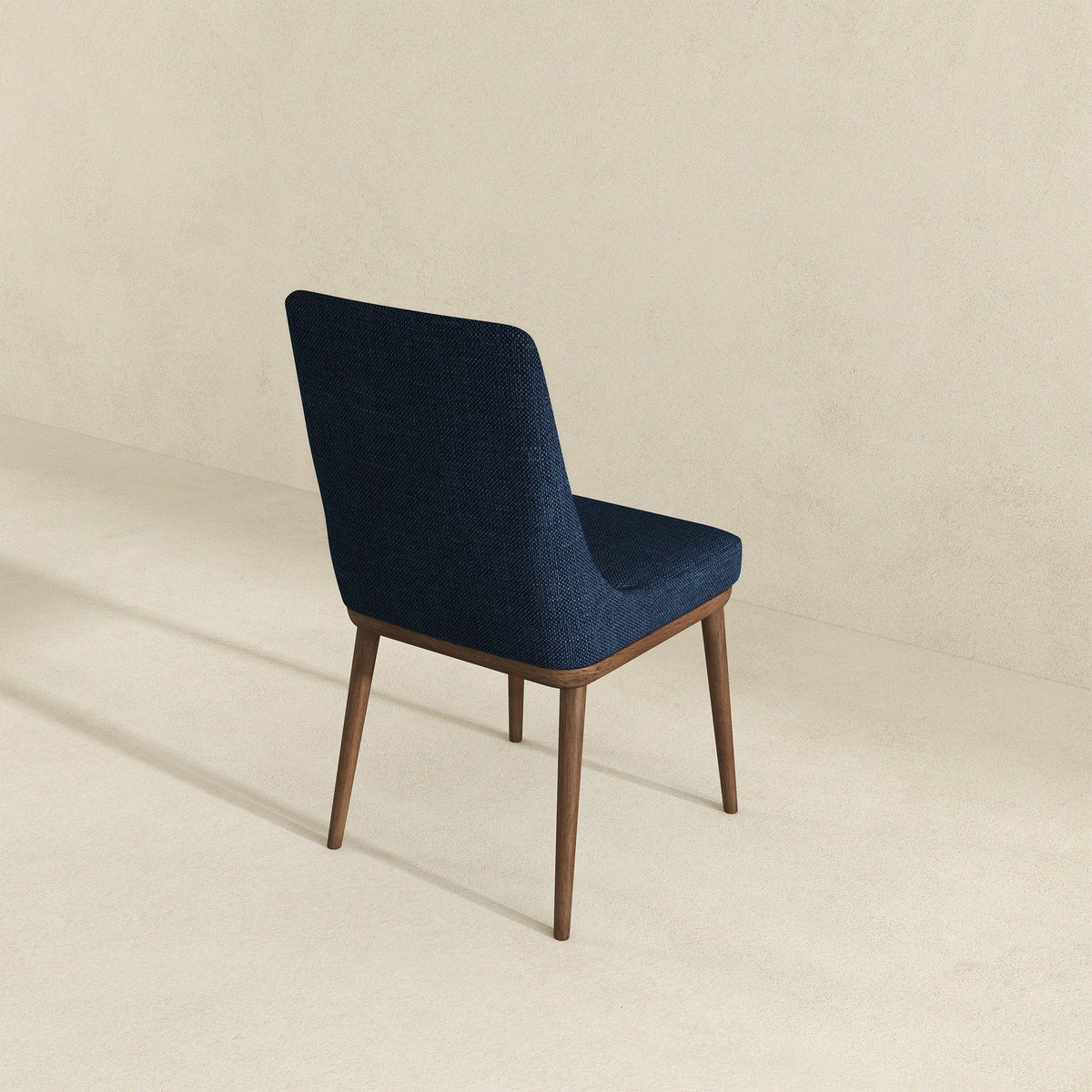 THE FURNITURE CO. Luxury Dark Blue Fabric Dining Chairs for Elegant Dining Spaces