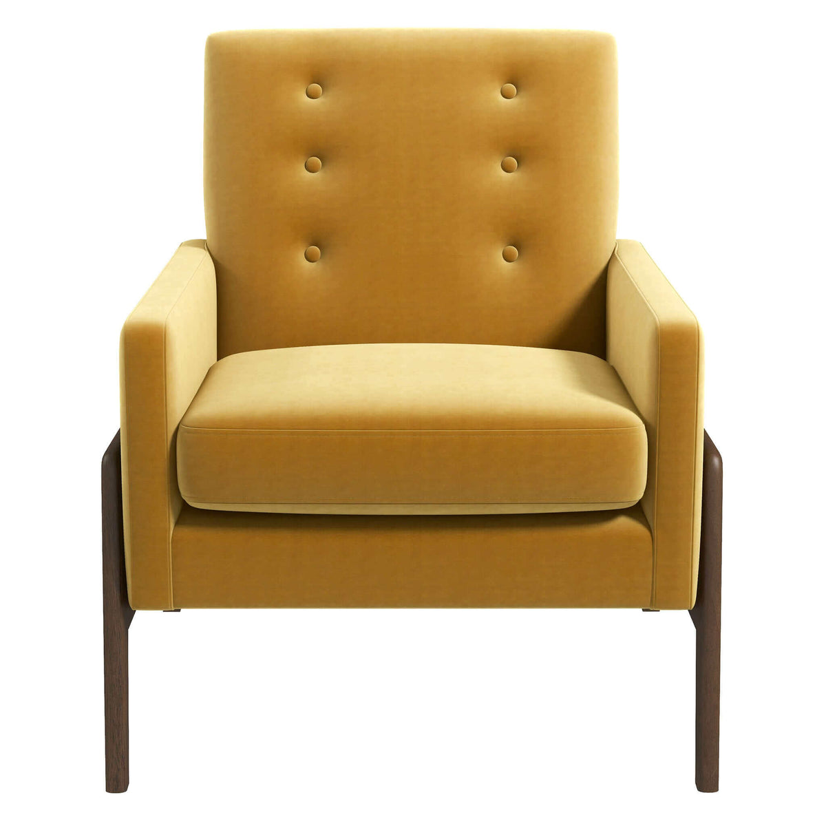 THE FURNITURE CO. Luxury Dark Yellow Velvet Lounge Chair for Elegant Living Spaces
