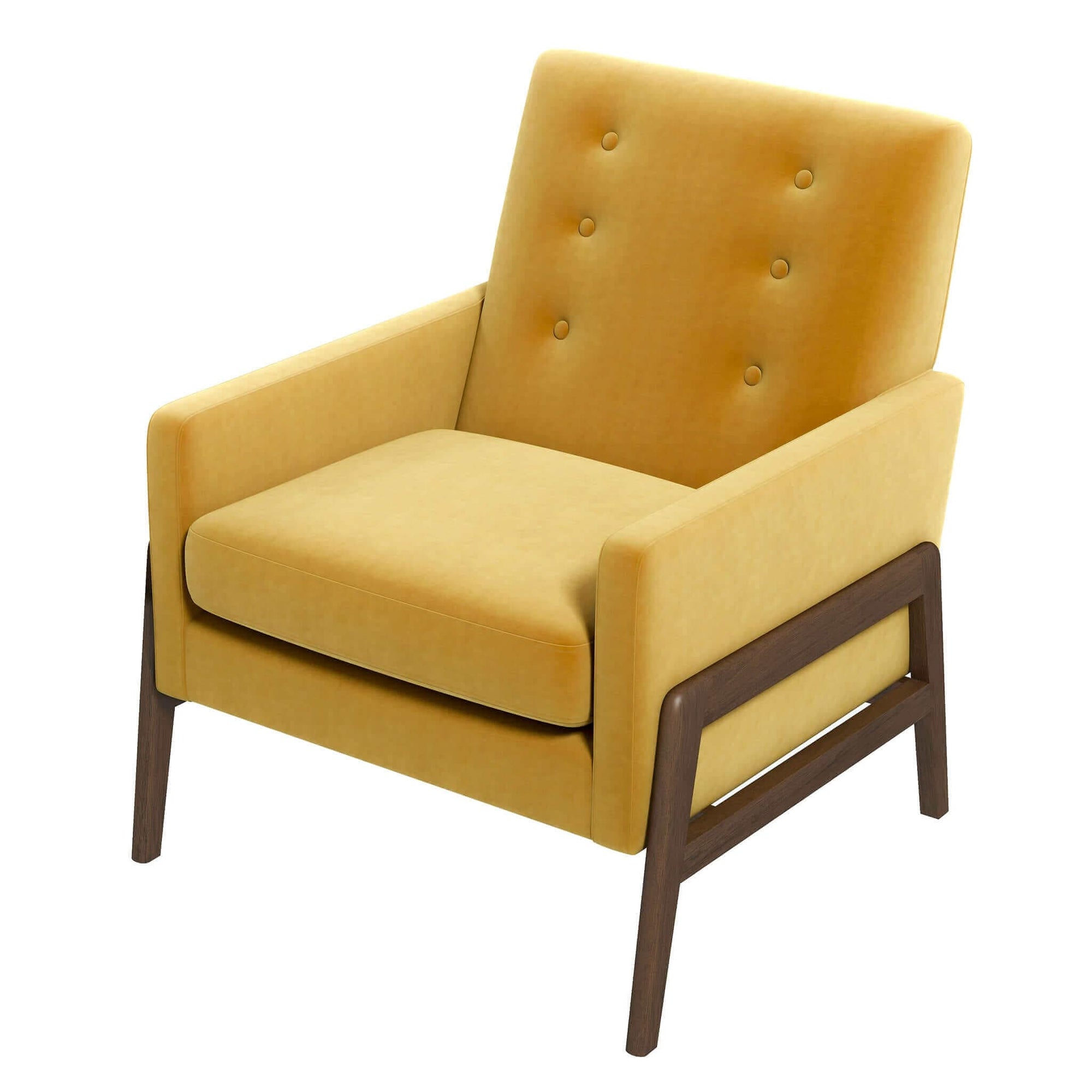 THE FURNITURE CO. Luxury Dark Yellow Velvet Lounge Chair for Elegant Living Spaces