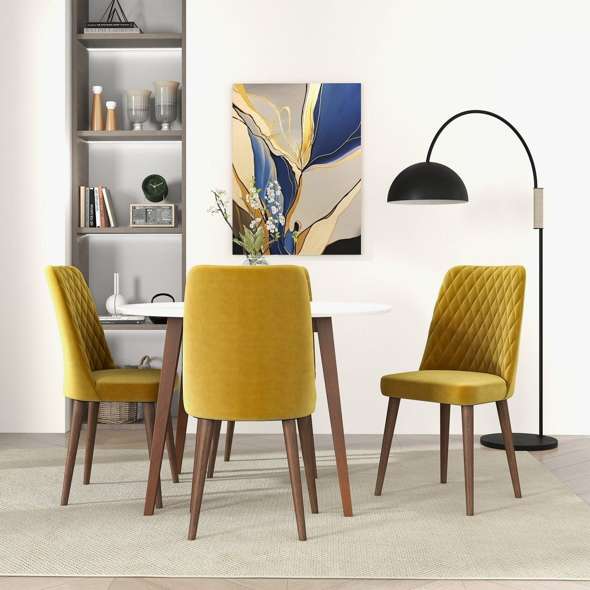 THE FURNITURE CO. Luxury Gold Velvet Dining Chairs for Elegant Dining Spaces