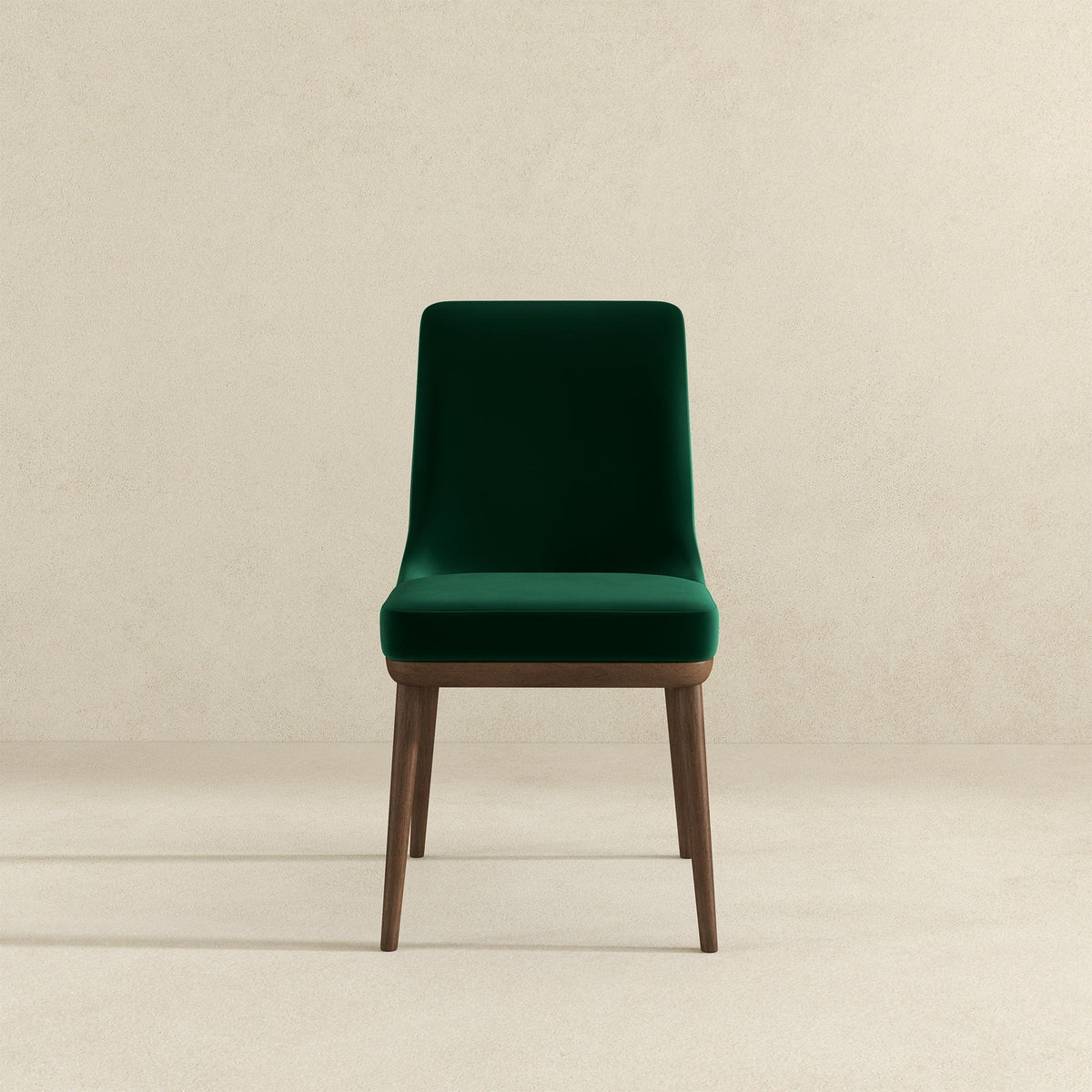 THE FURNITURE CO. Luxury Green Velvet Solid Wood Dining Chairs for Elegant Dining Spaces