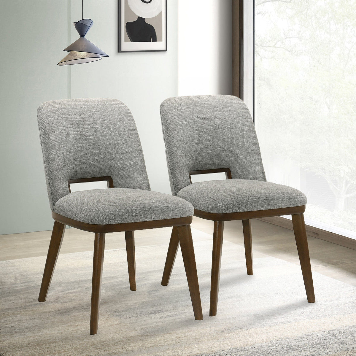 THE FURNITURE CO. Luxury Light Grey Fabric Dining Chairs for Dining Spaces