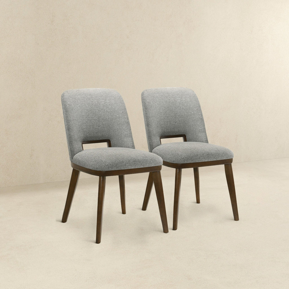 THE FURNITURE CO. Luxury Light Grey Fabric Dining Chairs for Dining Spaces
