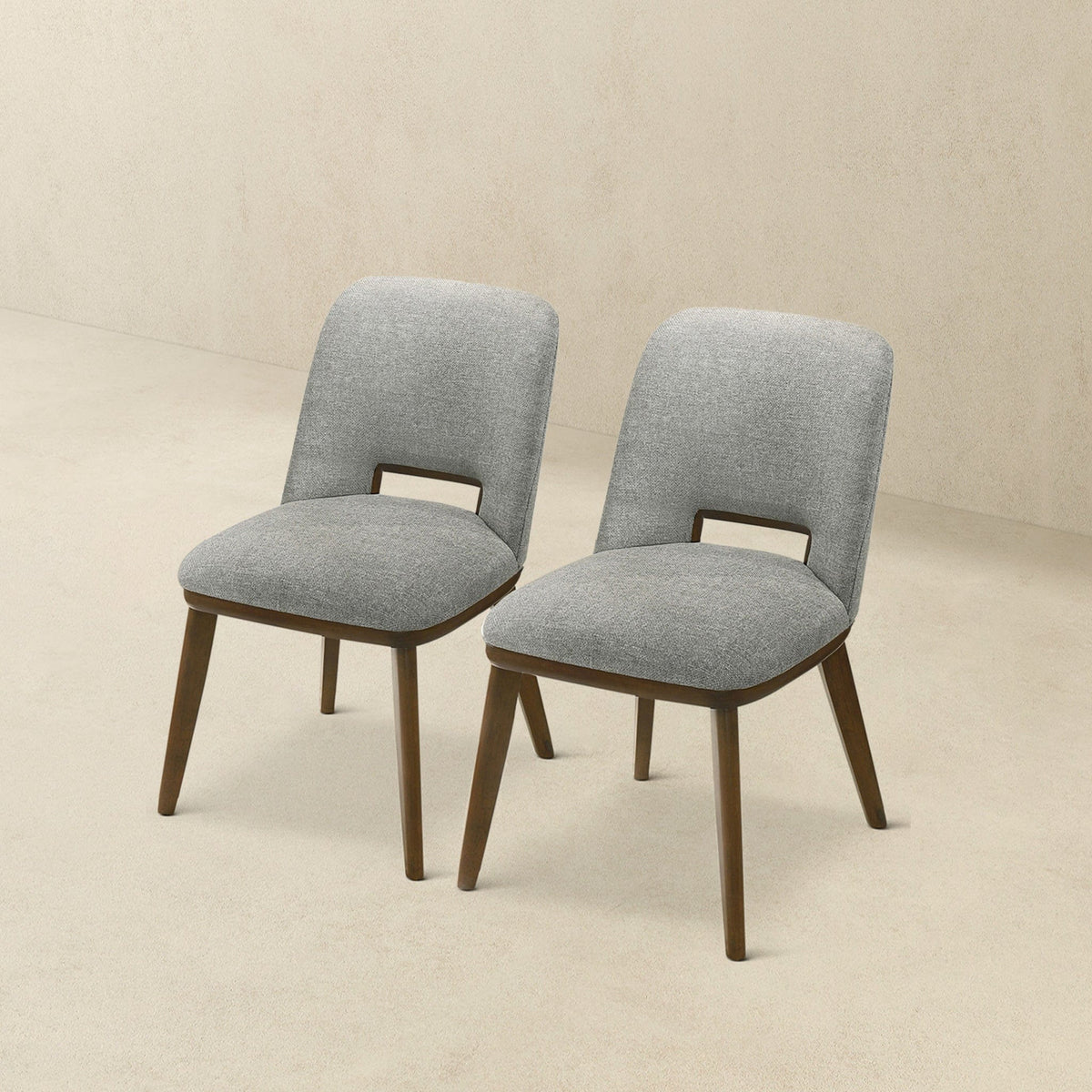 THE FURNITURE CO. Luxury Light Grey Fabric Dining Chairs for Dining Spaces