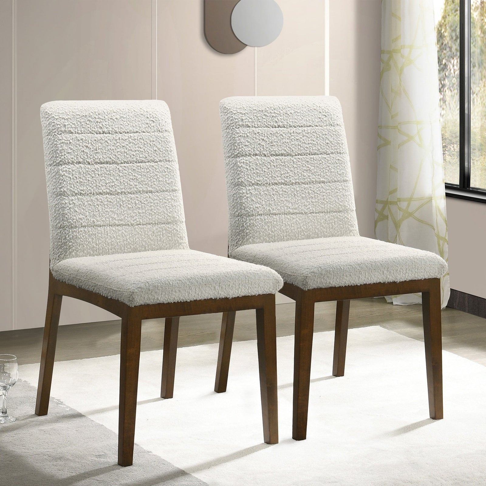 THE FURNITURE CO. Luxury White Boucle Dining Chairs for Elegant Dining Spaces