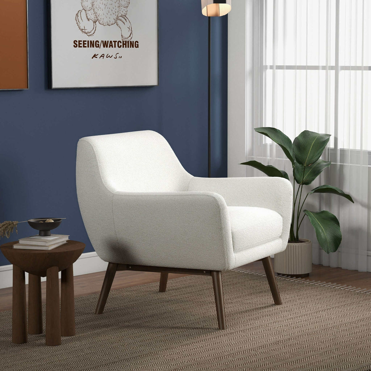 THE FURNITURE CO. Luxury White Boucle Lounge Chair for Elegant Living Spaces
