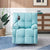 THE FURNITURE CO. Power Recliner Cyan Velvet Convertible Recliner Sofa Chair With Phone Holder