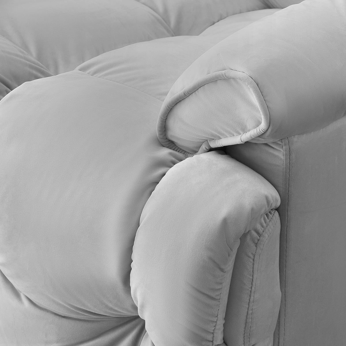 THE FURNITURE CO. Power Recliner Gray Velvet Convertible Recliner Sofa Chair With Phone Holder