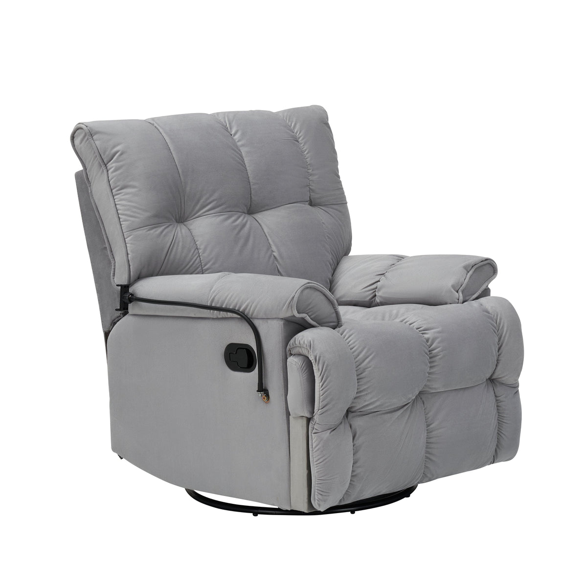 THE FURNITURE CO. Power Recliner Gray Velvet Convertible Recliner Sofa Chair With Phone Holder