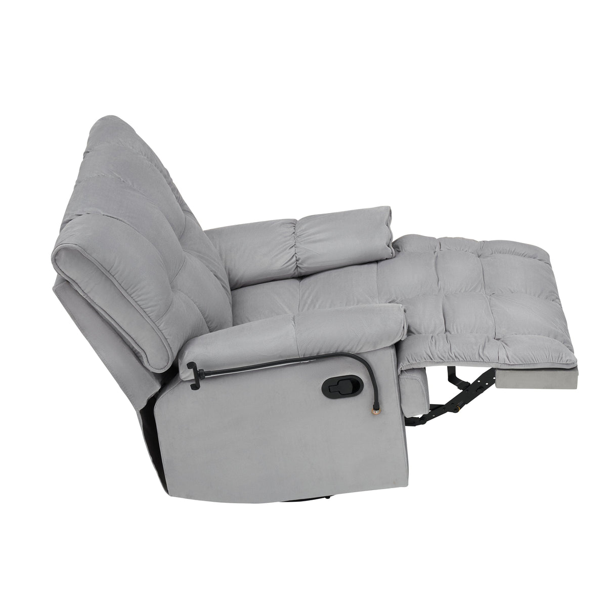 THE FURNITURE CO. Power Recliner Gray Velvet Convertible Recliner Sofa Chair With Phone Holder