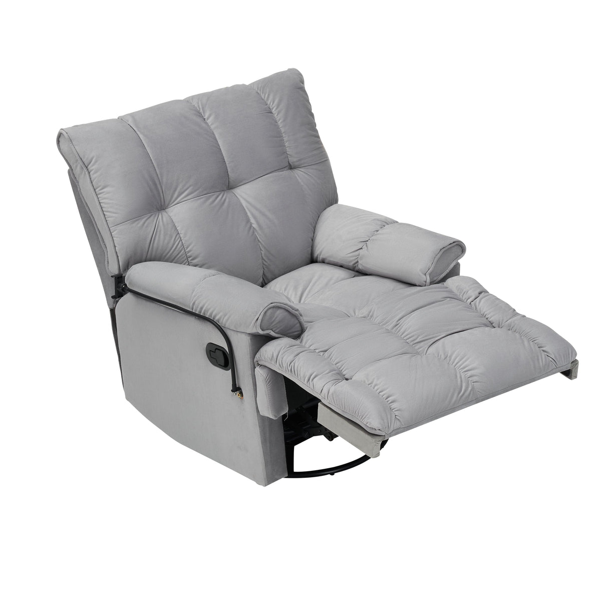 THE FURNITURE CO. Power Recliner Gray Velvet Convertible Recliner Sofa Chair With Phone Holder