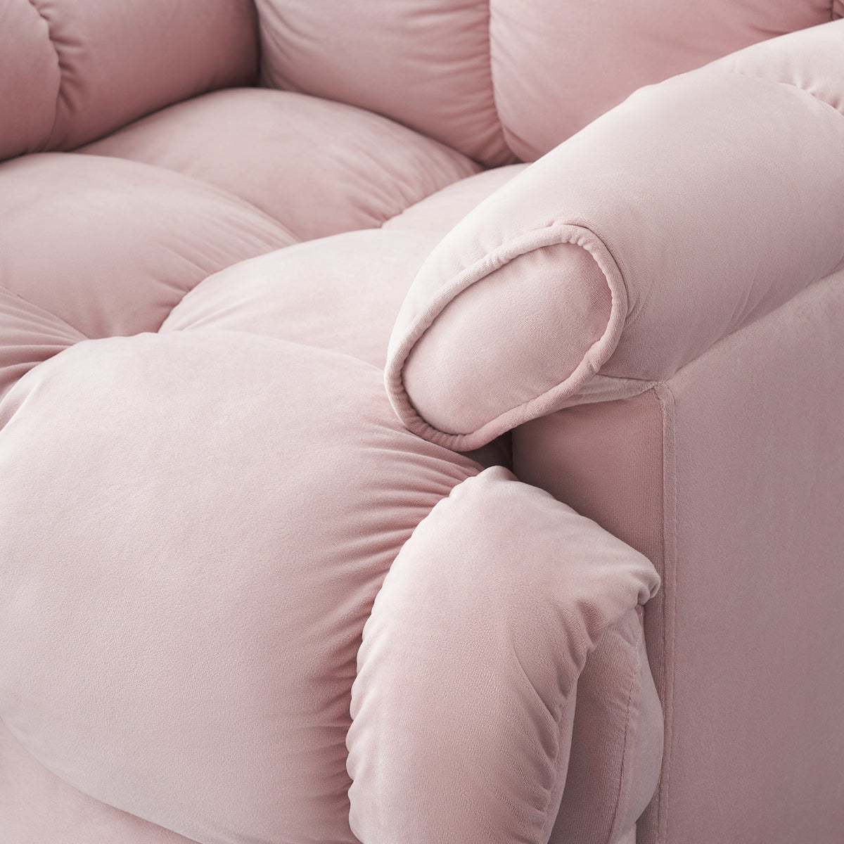 THE FURNITURE CO. Power Recliner Pink Velvet Convertible Recliner Sofa Chair With Phone Holder