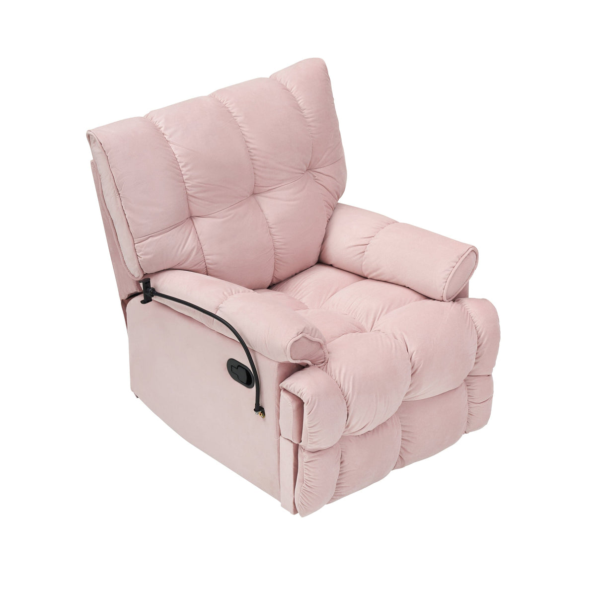 THE FURNITURE CO. Power Recliner Pink Velvet Convertible Recliner Sofa Chair With Phone Holder