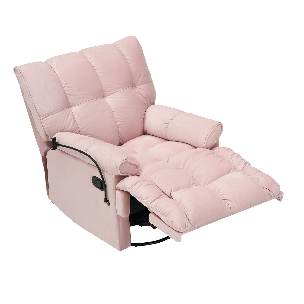 THE FURNITURE CO. Power Recliner Pink Velvet Convertible Recliner Sofa Chair With Phone Holder