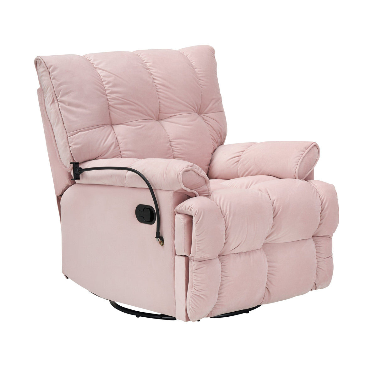 THE FURNITURE CO. Power Recliner Pink Velvet Convertible Recliner Sofa Chair With Phone Holder