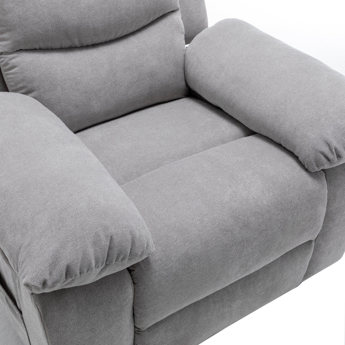 THE FURNITURE CO. Power Recliner Power Recliner Chair with Adjustable Massage and Heating Function In Light Gray Velvet