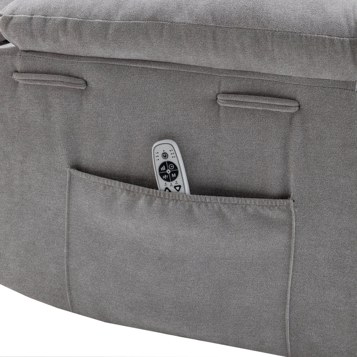 THE FURNITURE CO. Power Recliner Power Recliner Chair with Adjustable Massage and Heating Function In Light Gray Velvet