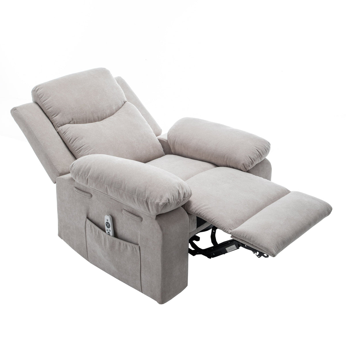 THE FURNITURE CO. Power Recliner Power Recliner Chair with Adjustable Massage Function - Velvet Electric Armchair With Heating System &amp; Side Pockets