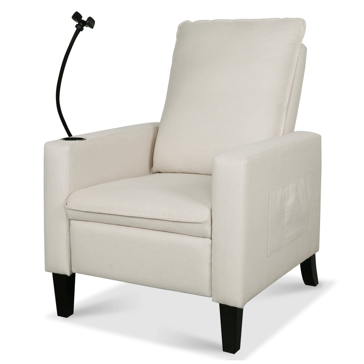 THE FURNITURE CO. Recliner Chair Beige Adjustable Recliner Sofa with Mobile Phone &amp; Cup Holder