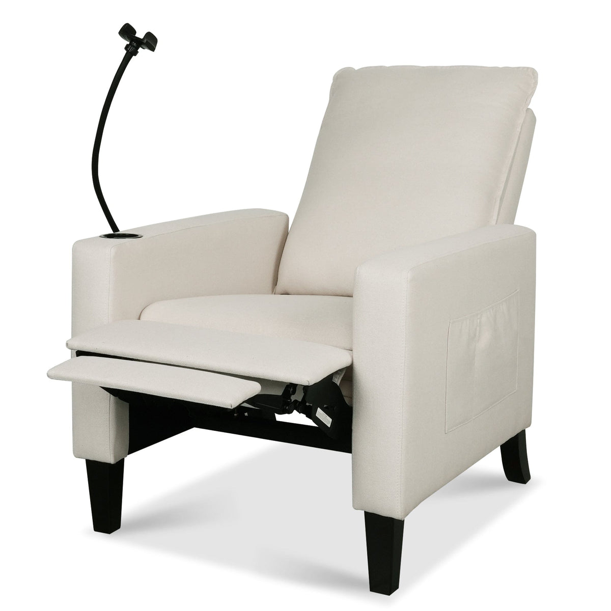 THE FURNITURE CO. Recliner Chair Beige Adjustable Recliner Sofa with Mobile Phone &amp; Cup Holder