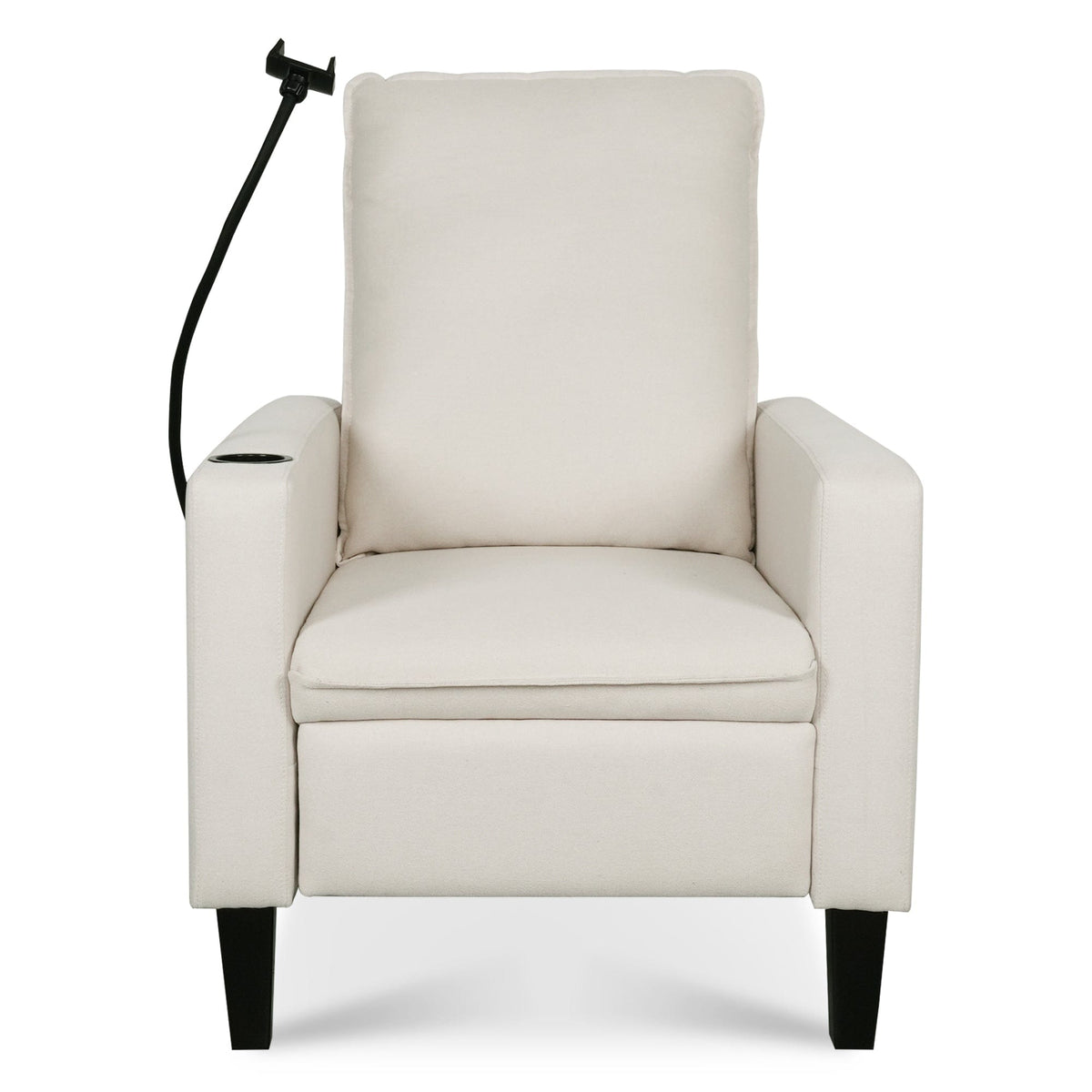THE FURNITURE CO. Recliner Chair Beige Adjustable Recliner Sofa with Mobile Phone &amp; Cup Holder