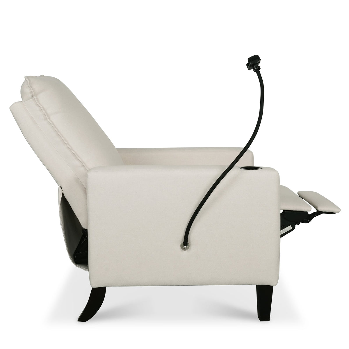 THE FURNITURE CO. Recliner Chair Beige Adjustable Recliner Sofa with Mobile Phone &amp; Cup Holder