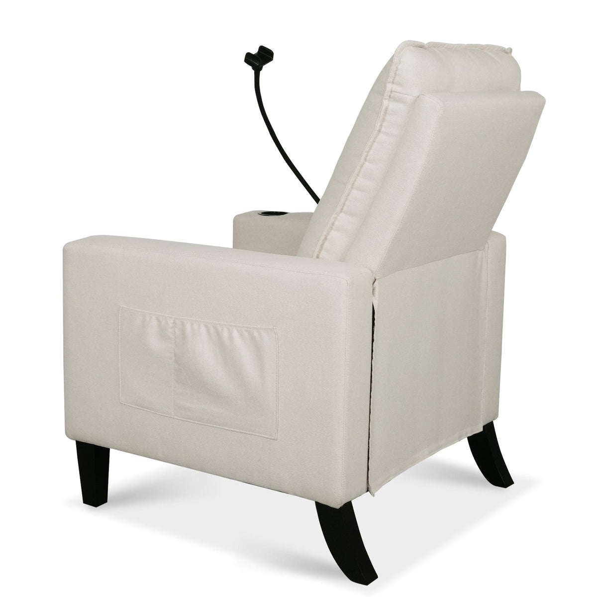 THE FURNITURE CO. Recliner Chair Beige Adjustable Recliner Sofa with Mobile Phone &amp; Cup Holder