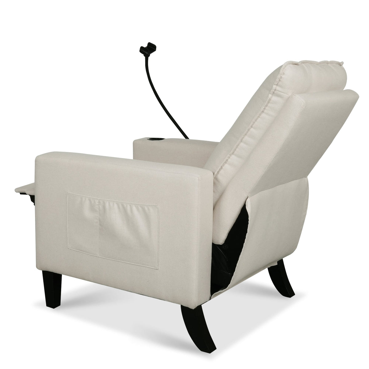 THE FURNITURE CO. Recliner Chair Beige Adjustable Recliner Sofa with Mobile Phone &amp; Cup Holder
