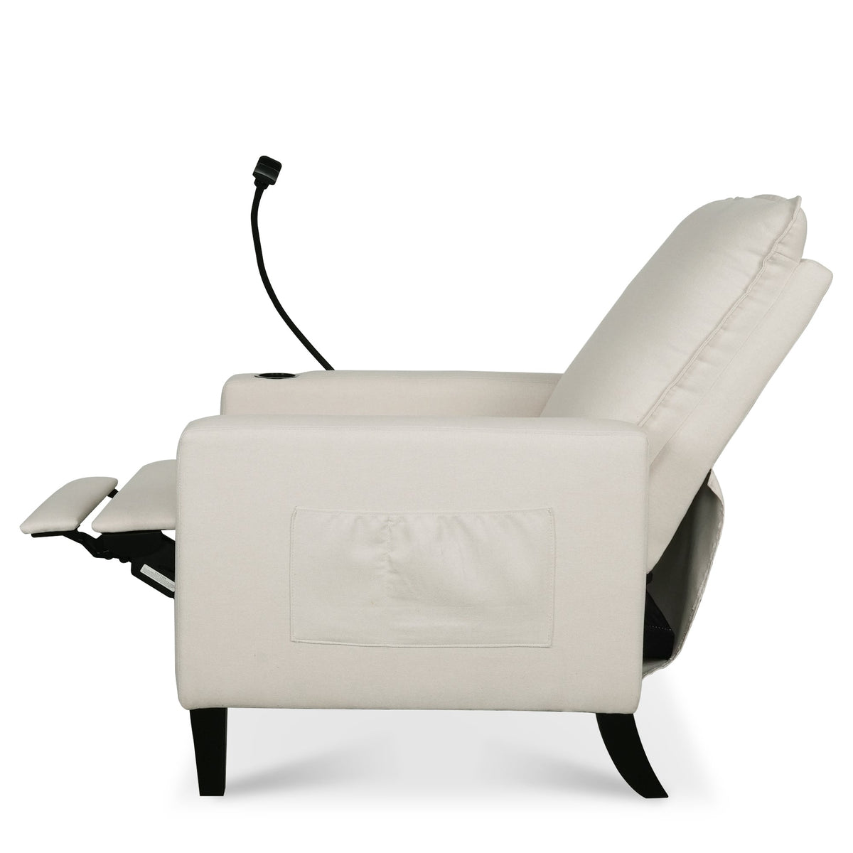 THE FURNITURE CO. Recliner Chair Beige Adjustable Recliner Sofa with Mobile Phone &amp; Cup Holder