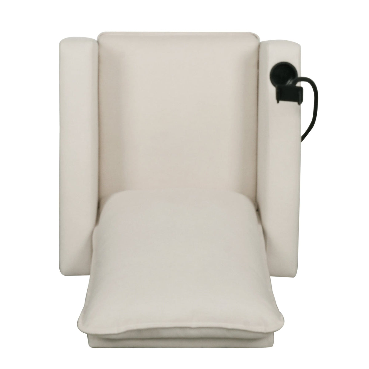THE FURNITURE CO. Recliner Chair Beige Adjustable Recliner Sofa with Mobile Phone &amp; Cup Holder