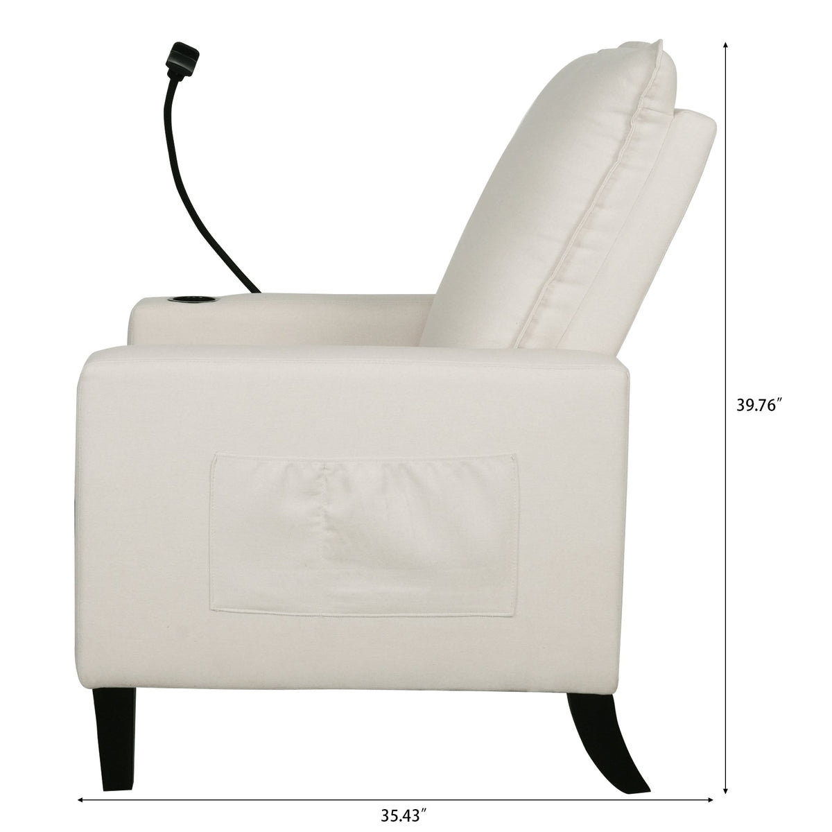 THE FURNITURE CO. Recliner Chair Beige Adjustable Recliner Sofa with Mobile Phone &amp; Cup Holder