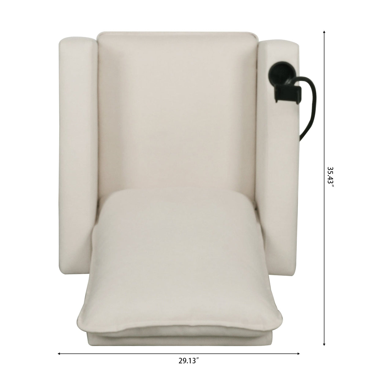 THE FURNITURE CO. Recliner Chair Beige Adjustable Recliner Sofa with Mobile Phone &amp; Cup Holder
