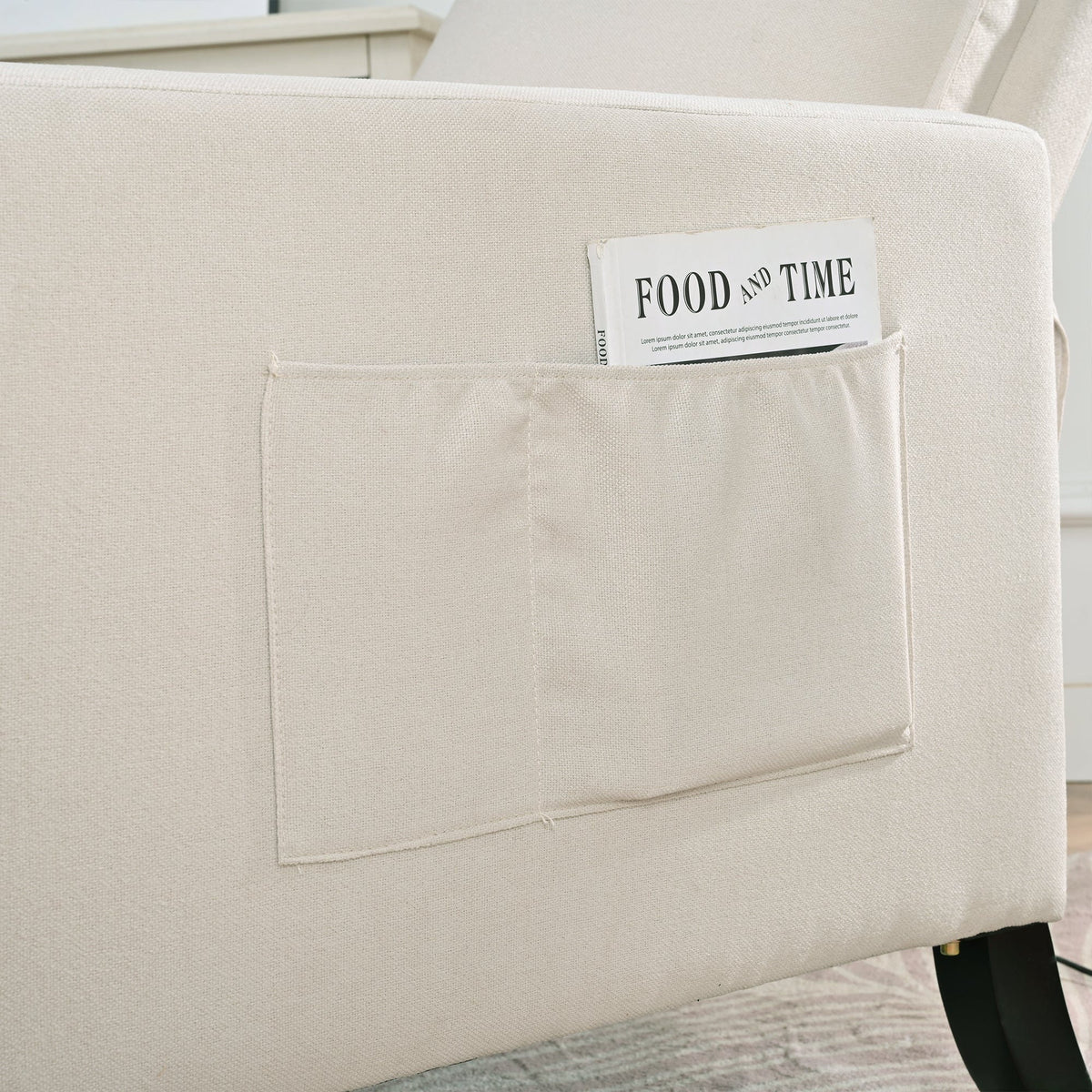 THE FURNITURE CO. Recliner Chair Beige Adjustable Recliner Sofa with Mobile Phone &amp; Cup Holder