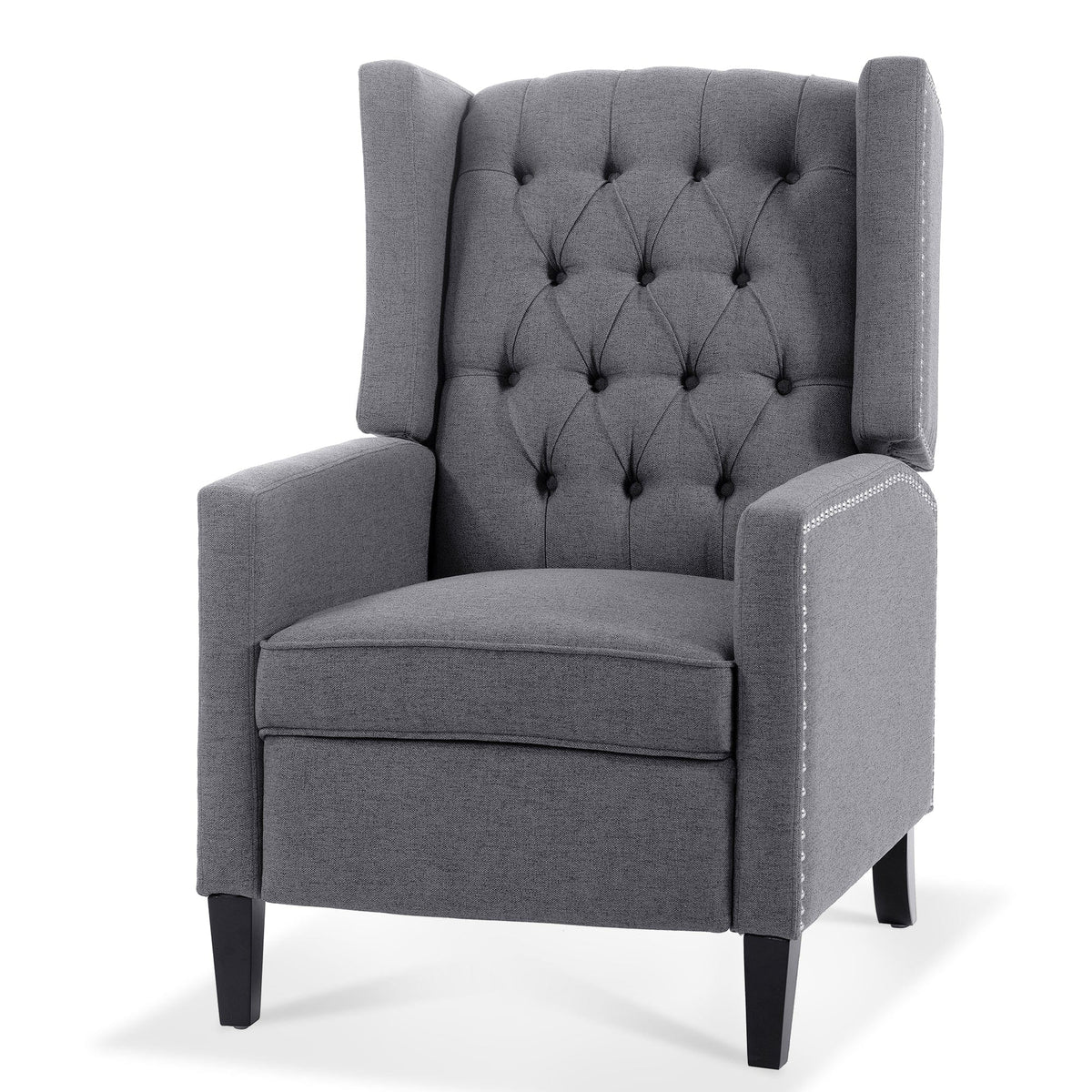 THE FURNITURE CO. Recliner Chair Gray Fabric Accent Recliner Chair