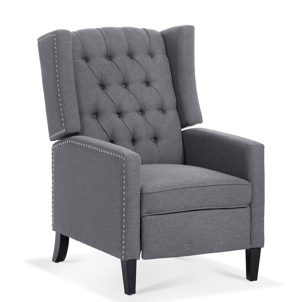 THE FURNITURE CO. Recliner Chair Gray Fabric Accent Recliner Chair