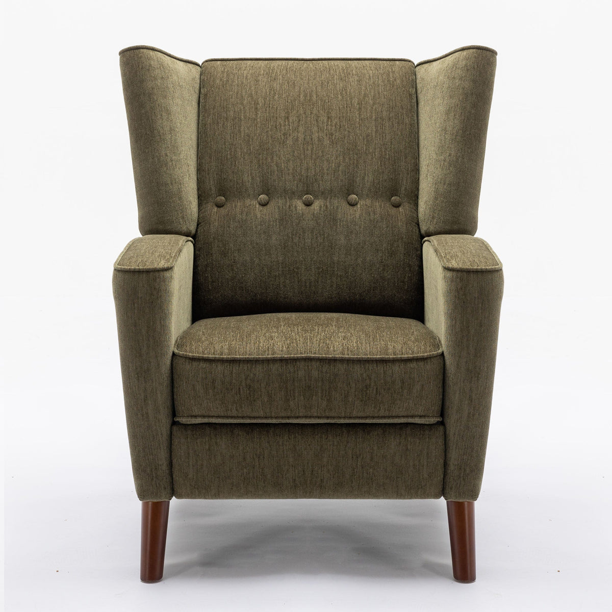 THE FURNITURE CO. Recliner Chair Mid Century Green Chenille Wingback Recliner Chair With Button Tufted Design