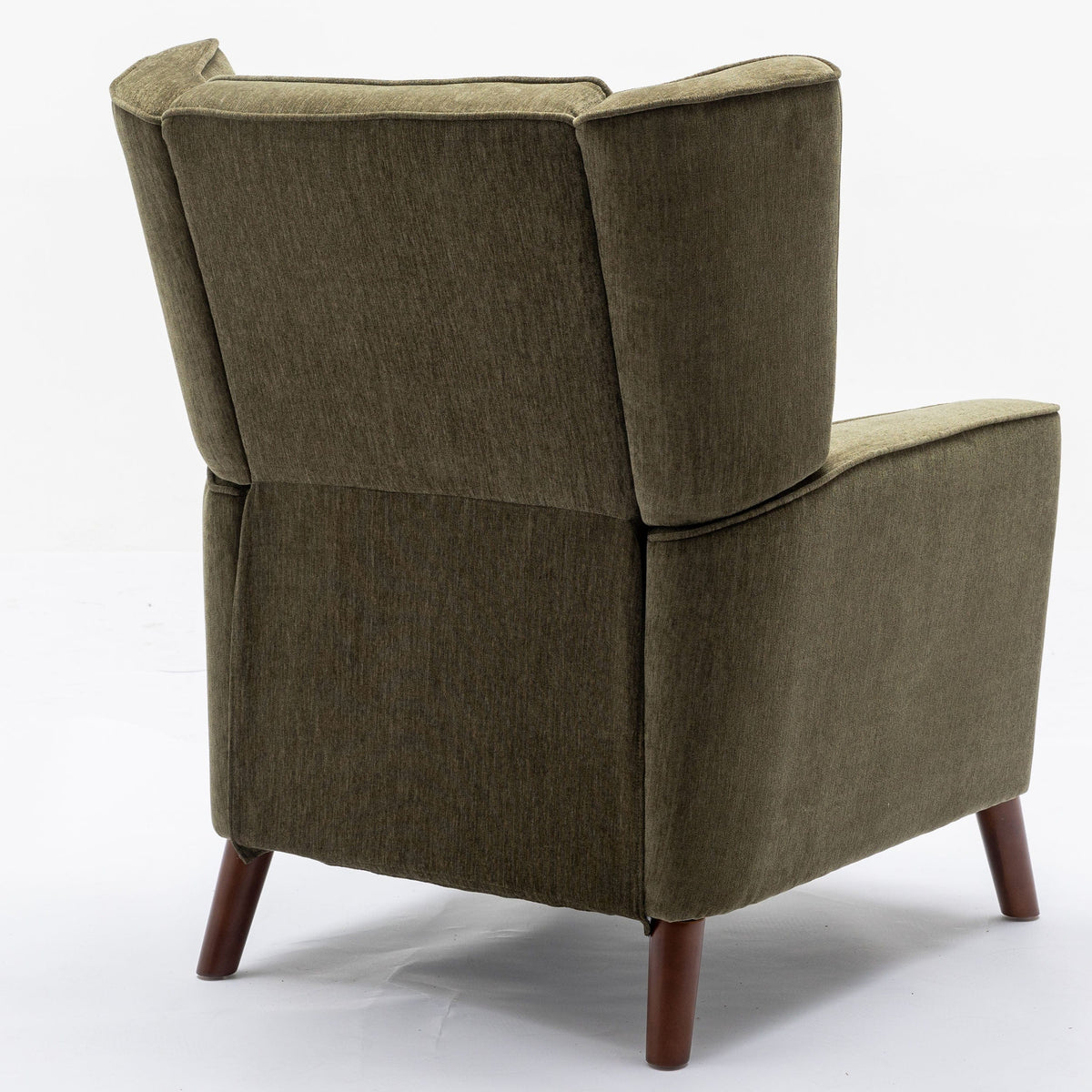 THE FURNITURE CO. Recliner Chair Mid Century Green Chenille Wingback Recliner Chair With Button Tufted Design