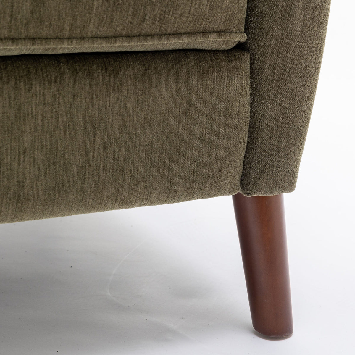 THE FURNITURE CO. Recliner Chair Mid Century Green Chenille Wingback Recliner Chair With Button Tufted Design