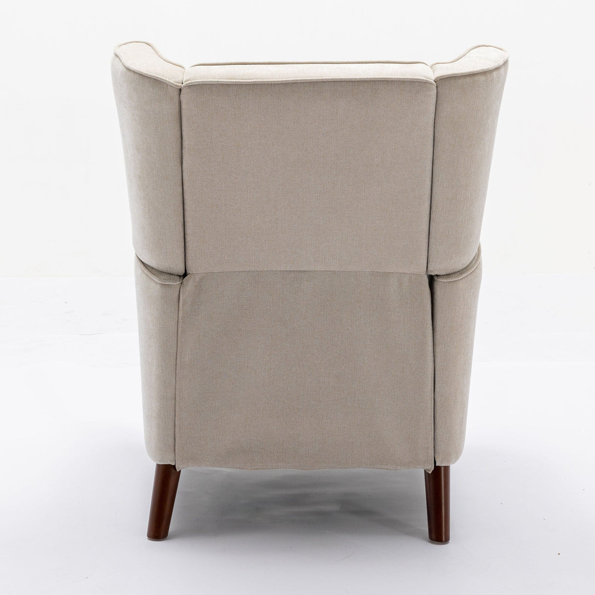THE FURNITURE CO. Recliner Chair Mid Century Tan Chenille Wingback Recliner Chair With Button Tufted Design