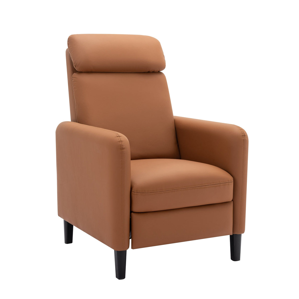 THE FURNITURE CO. Recliner Chair Modern Artistic Burnt Orange Faux Leather Recliner Chair