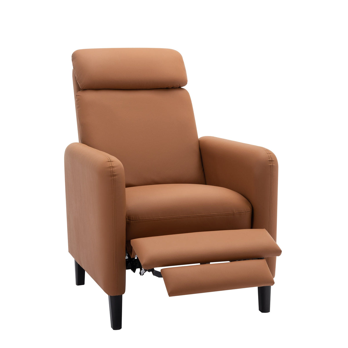 THE FURNITURE CO. Recliner Chair Modern Artistic Burnt Orange Faux Leather Recliner Chair