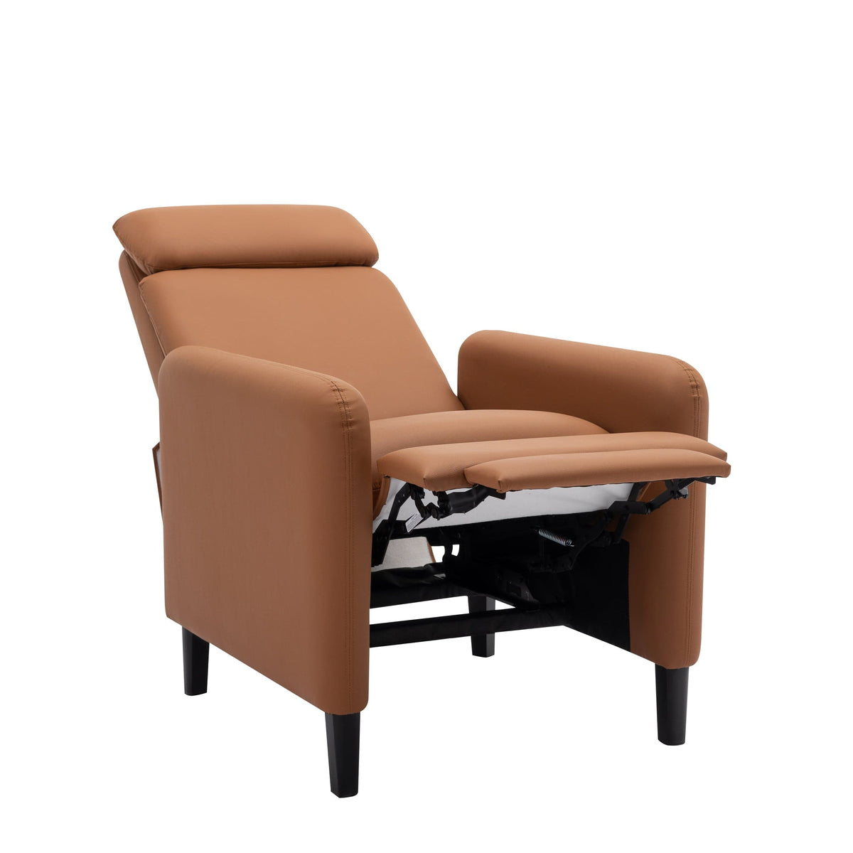 THE FURNITURE CO. Recliner Chair Modern Artistic Burnt Orange Faux Leather Recliner Chair