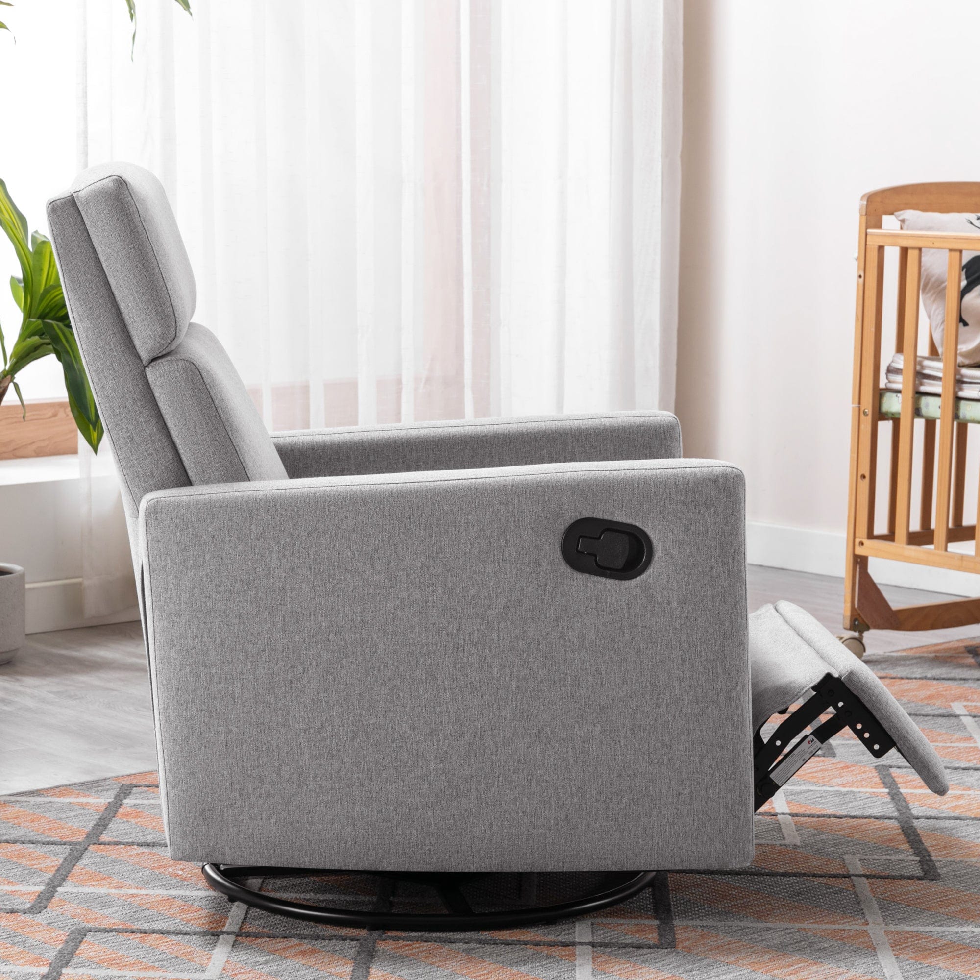 THE FURNITURE CO. Recliner Chair Modern Gray Upholstered Swivel Recliner Chair