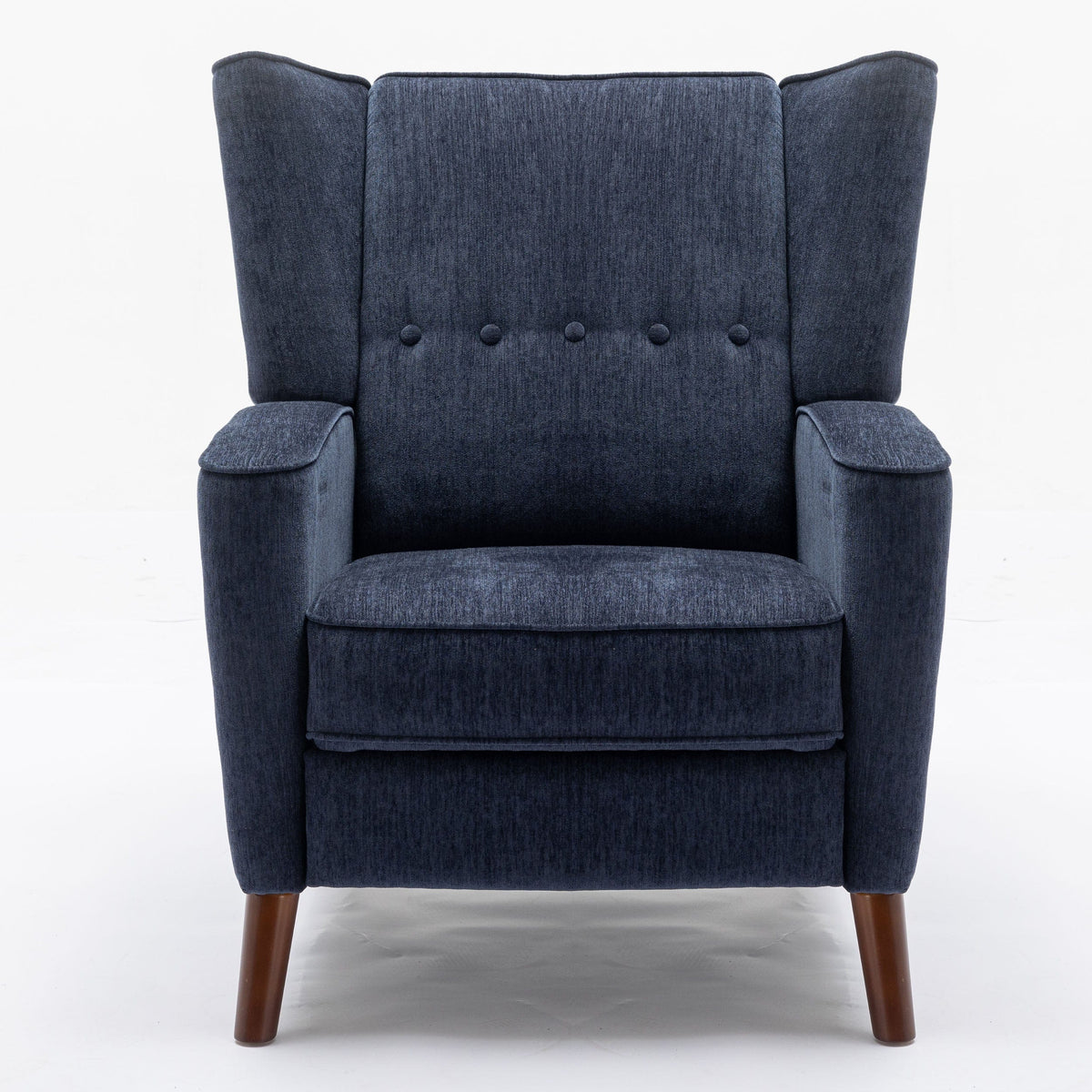 THE FURNITURE CO. Recliner Chair Navy Blue Chenille Wingback Recliner Chair With Button Tufted
