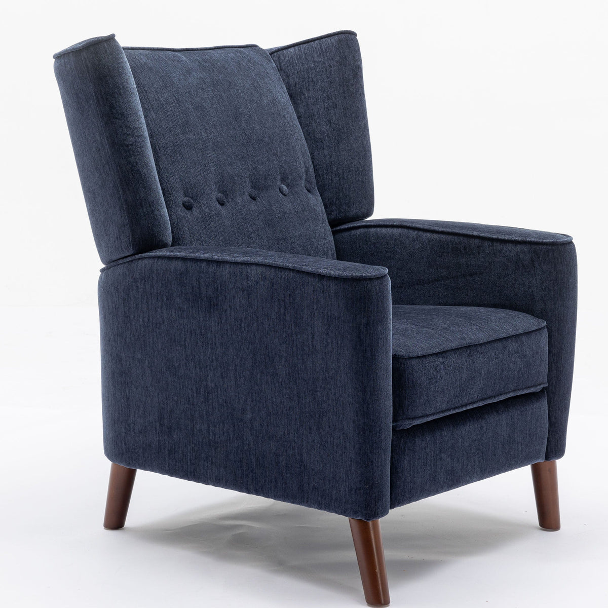 THE FURNITURE CO. Recliner Chair Navy Blue Chenille Wingback Recliner Chair With Button Tufted