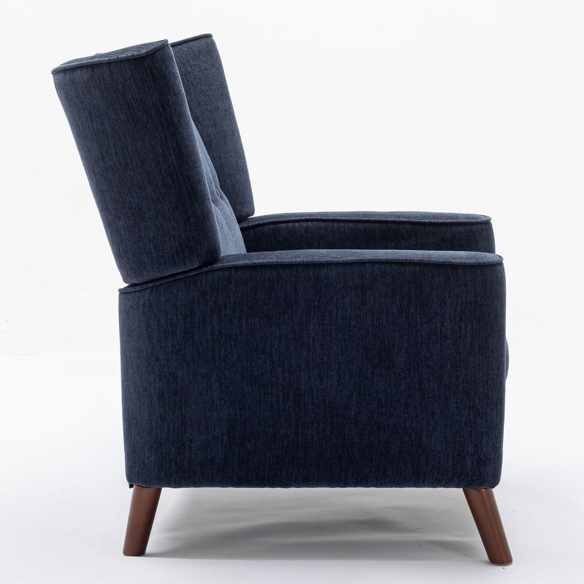 THE FURNITURE CO. Recliner Chair Navy Blue Chenille Wingback Recliner Chair With Button Tufted